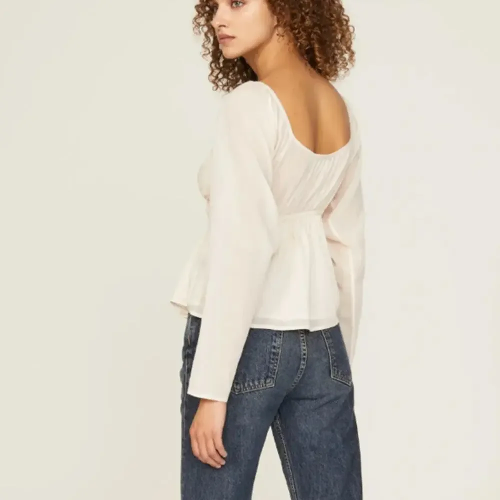 Something Navy Cream Peasant Top XS Milkmaid Pirate Prairie Crop Designer $135 - Picture 4 of 9